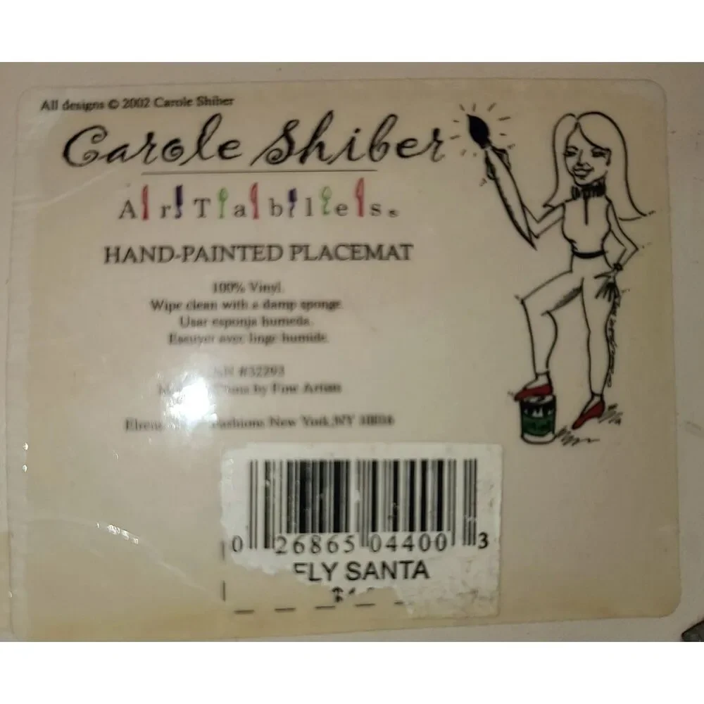 Vintage Carole‎ Shiber Flying Santa Pair of Placemats